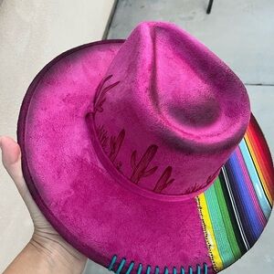 Pink serape hat cactus rancher hat boho western hat